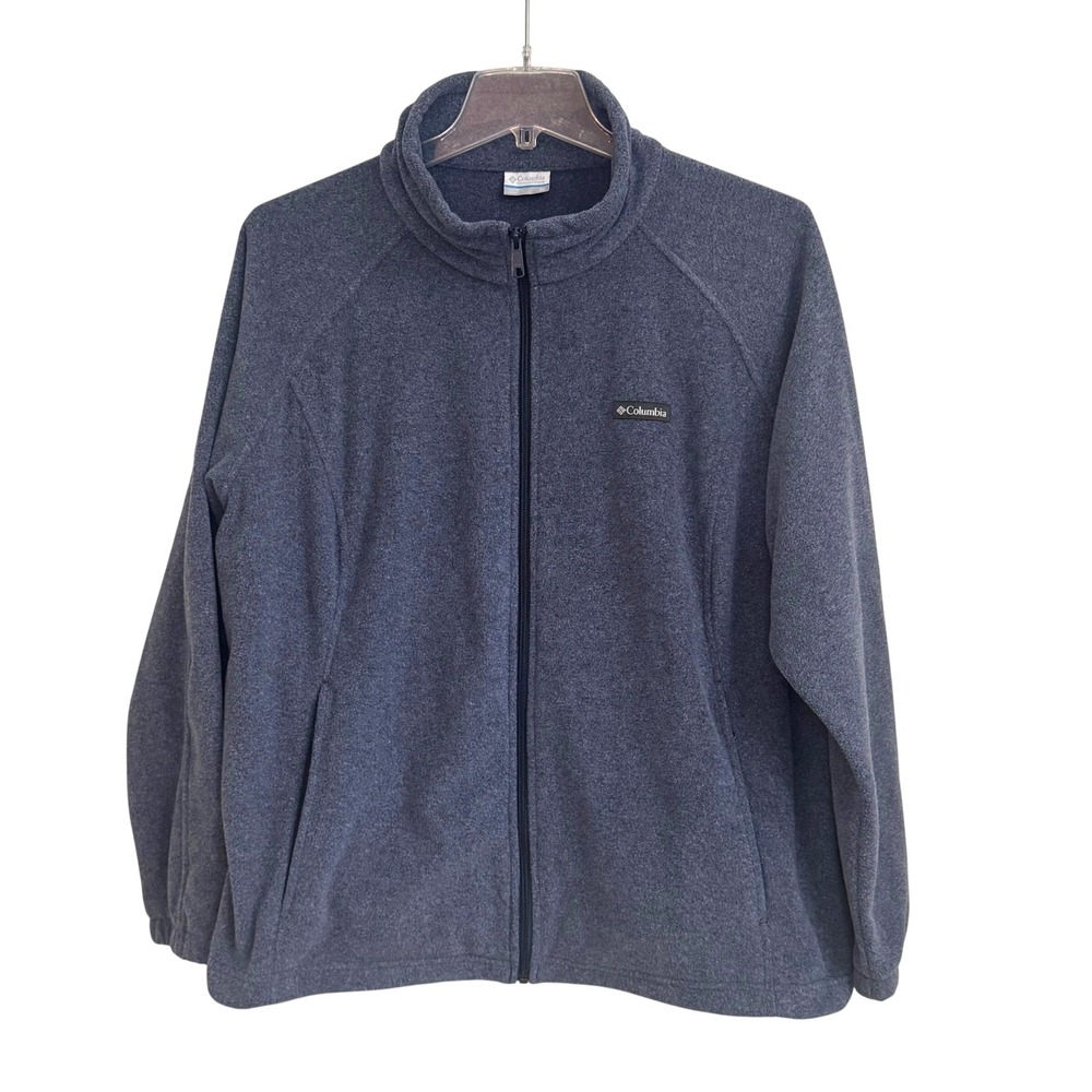 Outdoor Classic Full Zip Fleece Jacket Blue Polyester Columbia Pockets 3X Womens